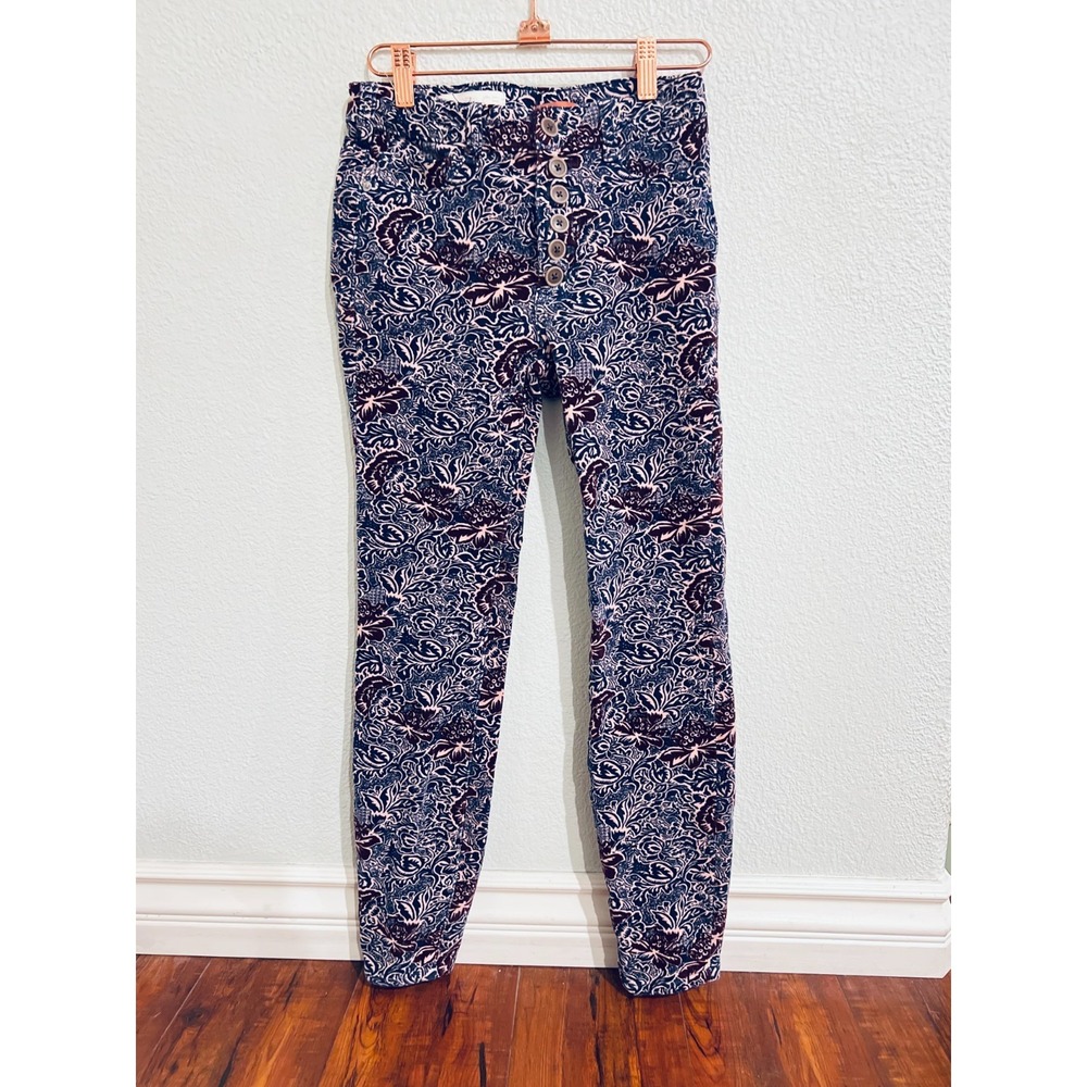 Anthropologie Pilcro Womens‎ Purple Paisley Corduroy High Rise Pants Sz 25 Boho